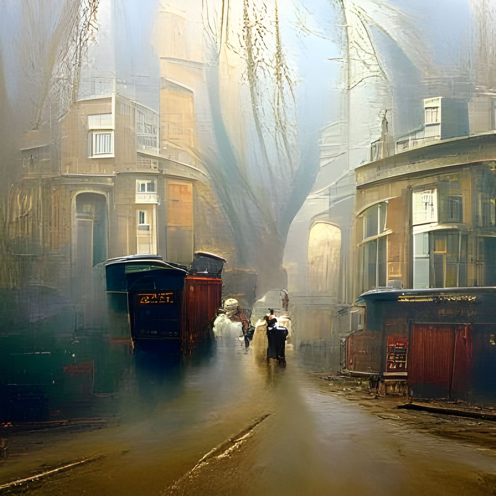 Misty London Street Scene in 1890s Style