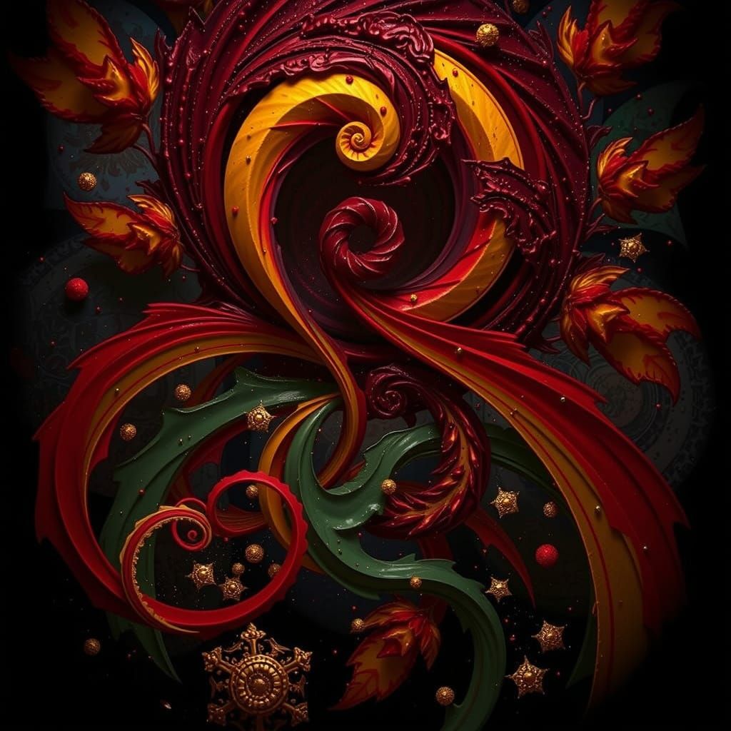 Vibrant Red Abstract Forms in Motion