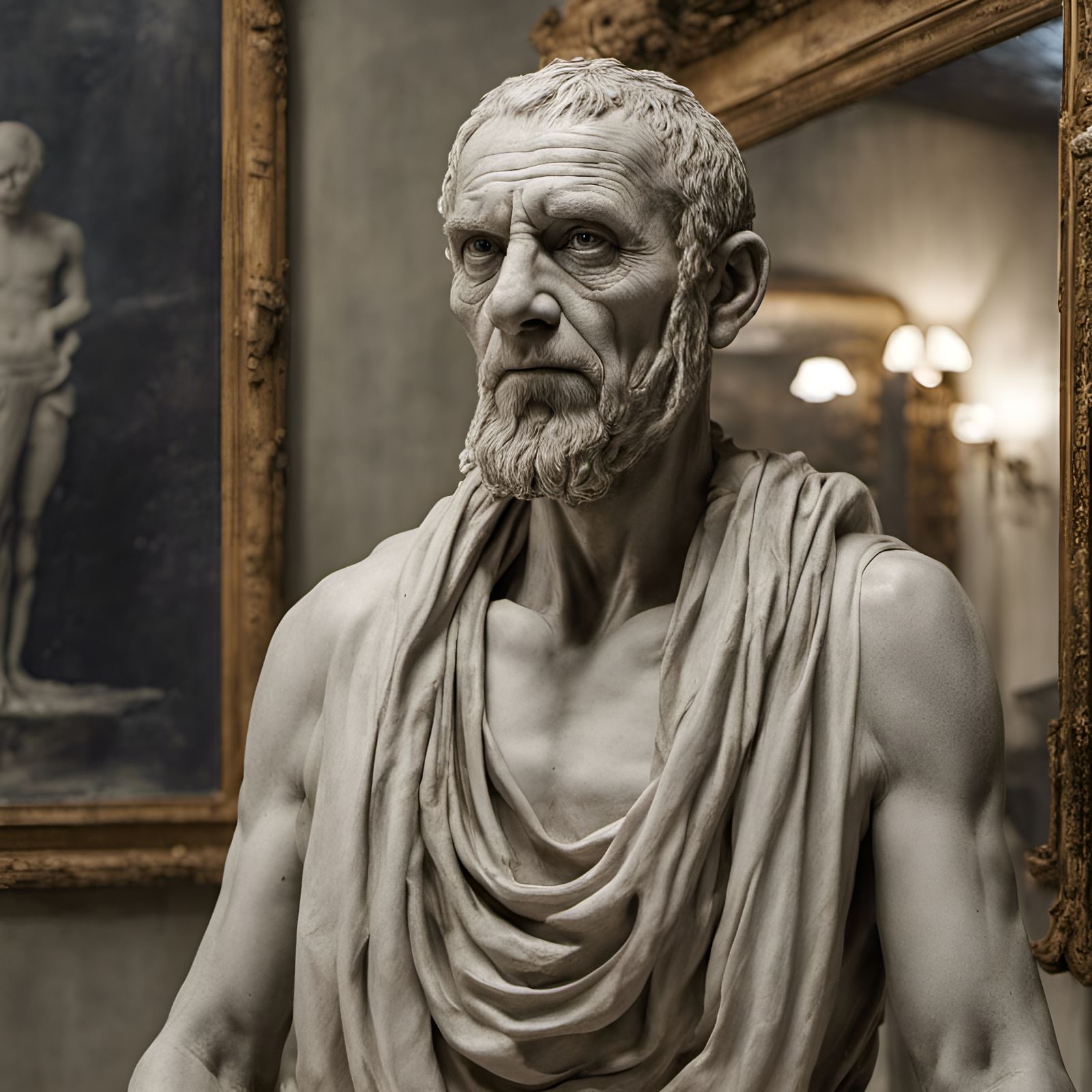 Exotic Alien as Greek Marble Sculpture in Photorealistic Sty...