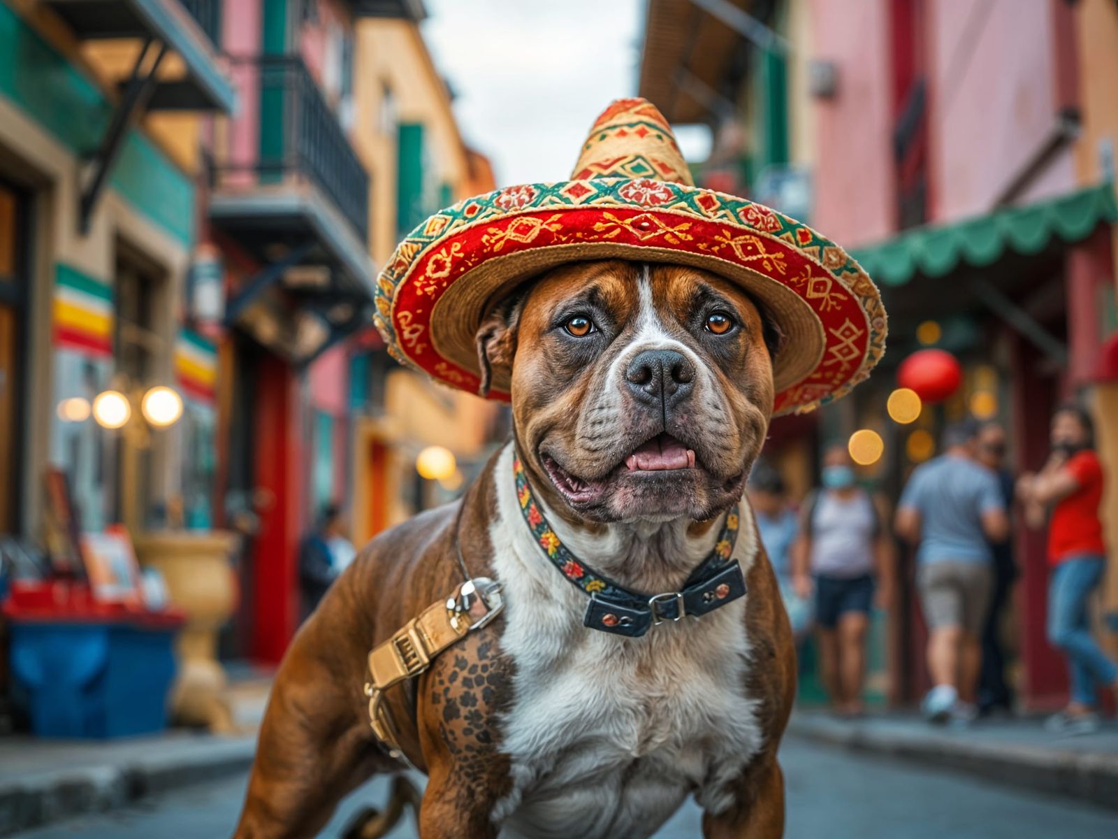 American Staffordshire Terrier with Sombrero in Tijuana