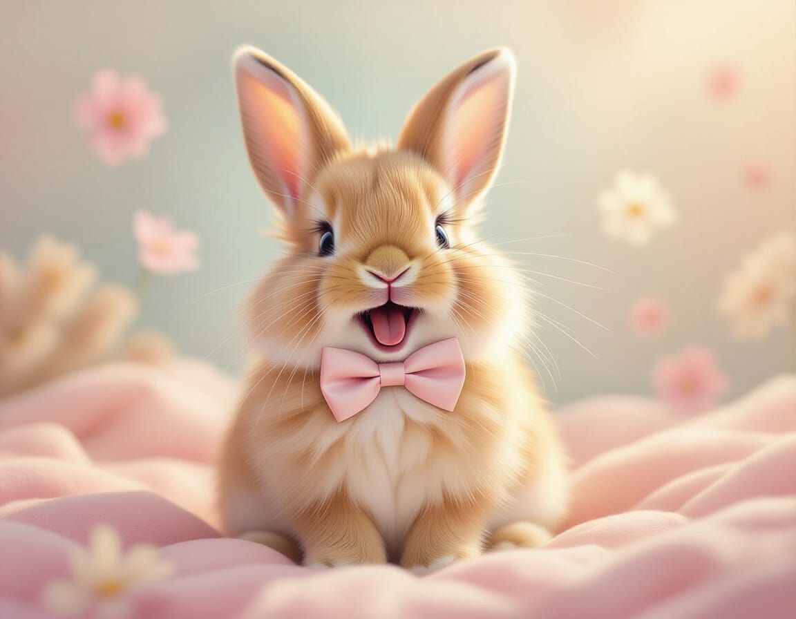 Laughing Bunny in Pastel Colors