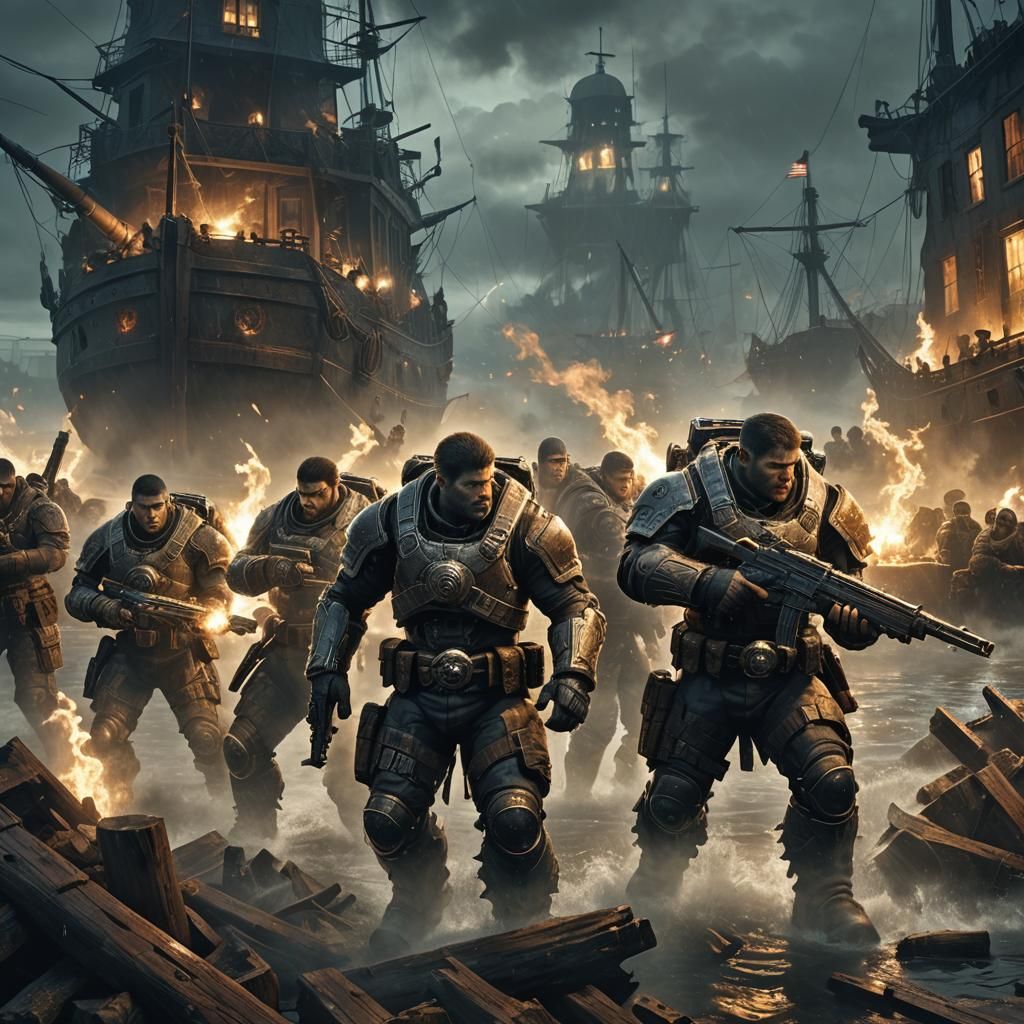 Gears of War Soldiers Clash with Colonists in Boston