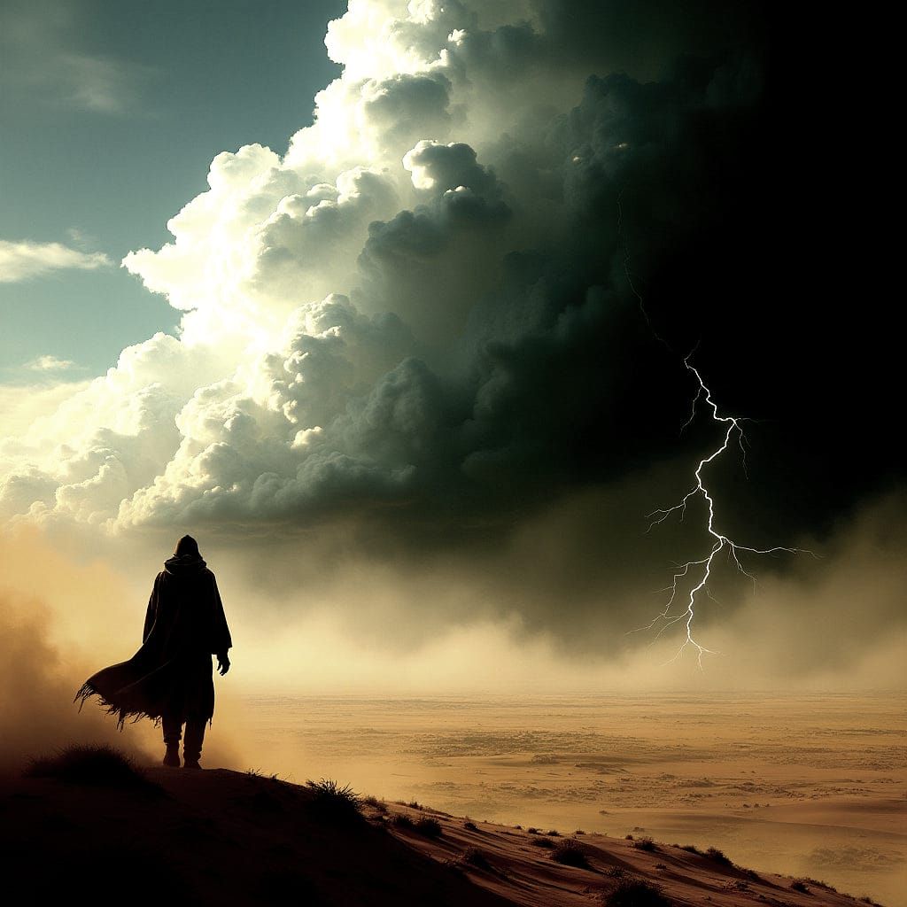 Desert Dust Storm with Cloud Lightning