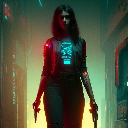 Cyberpunk Woman Portrait in Dystopian Style