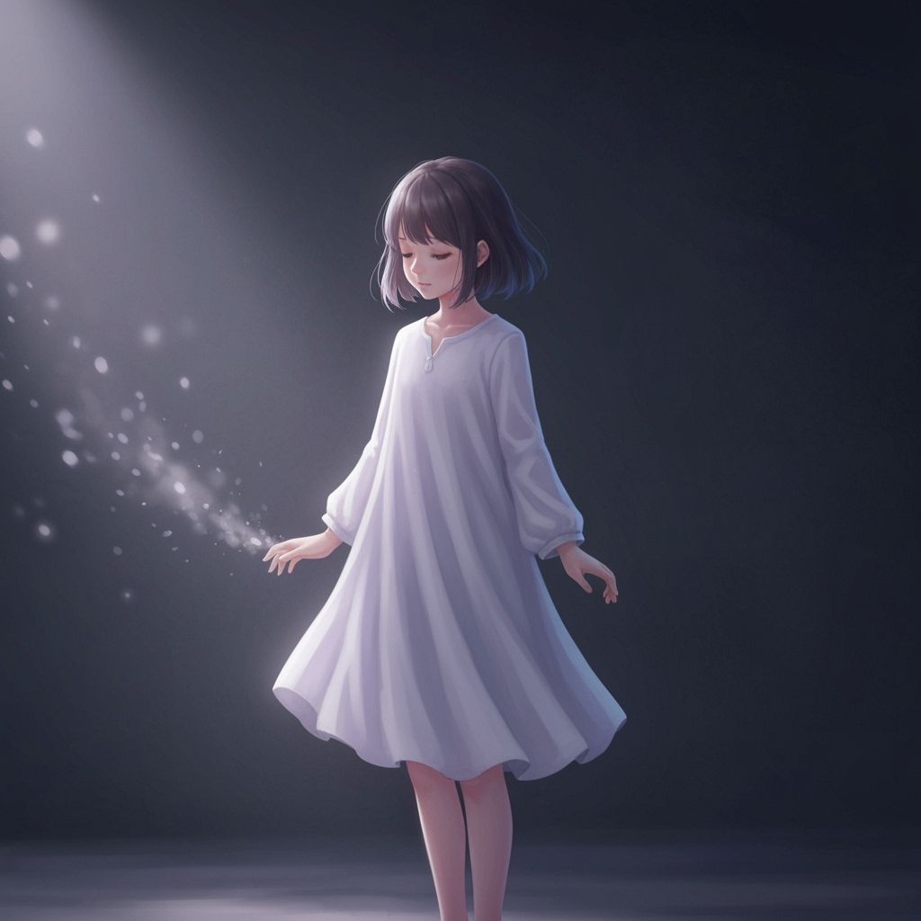 Ethereal Girl Fades into Misty Dreamscape