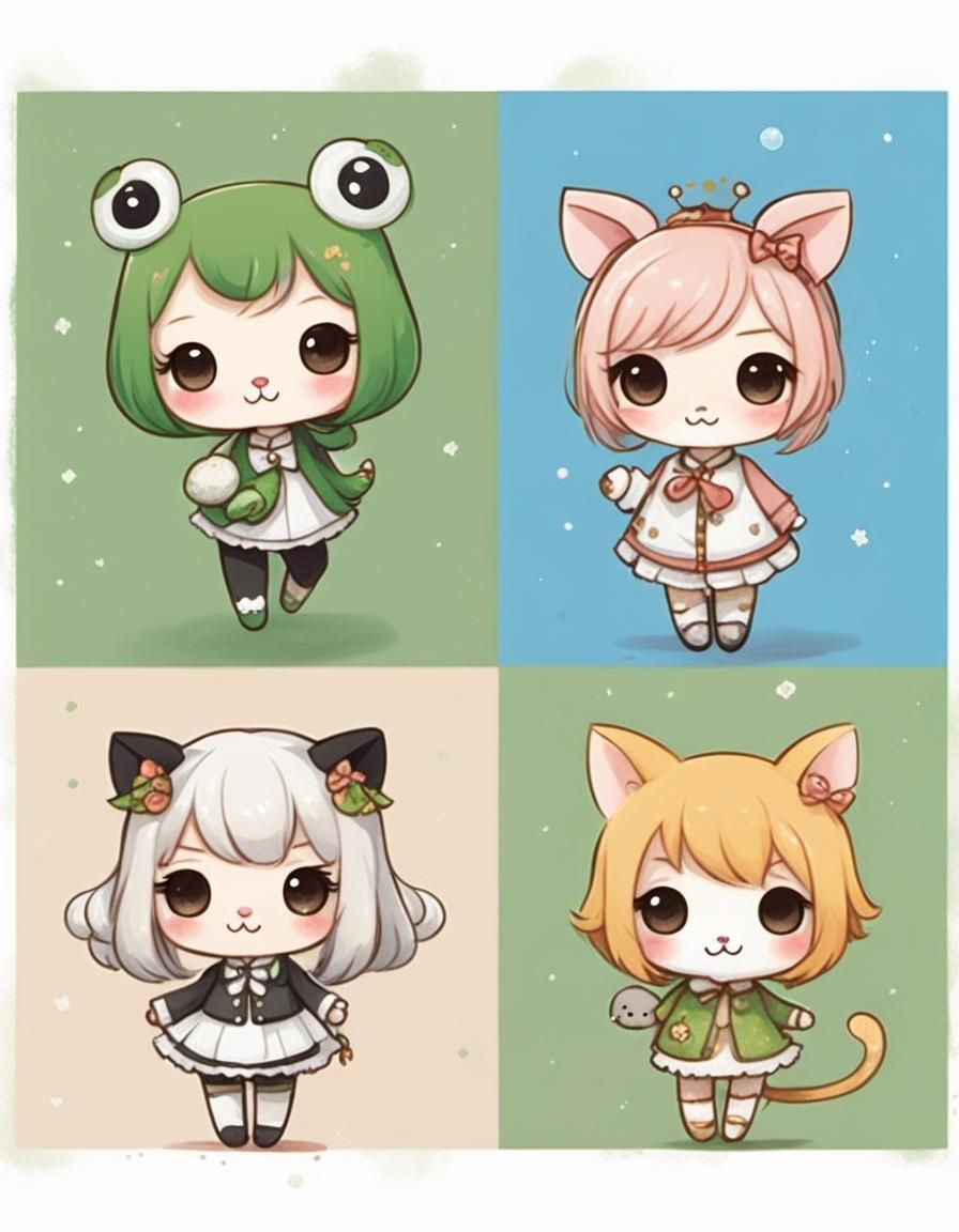 Adorable Chibi Animal Girls in Sanrio Style