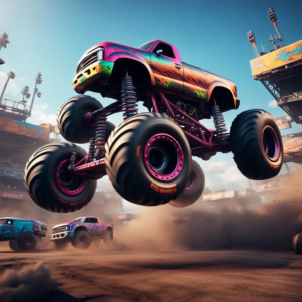 Monster Truck Jump in Fantasy Concept Art
