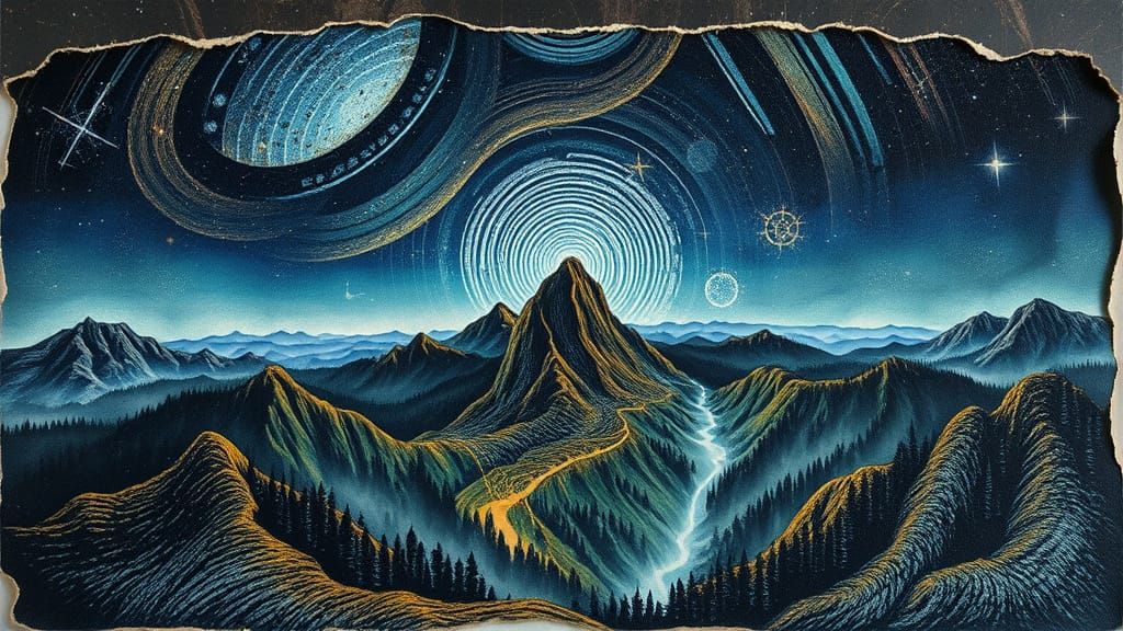 Fingerprint Landscape in Mixed Media Style