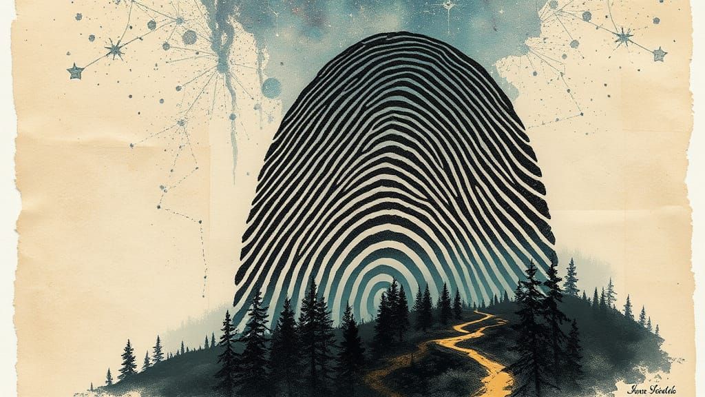 Surreal Fingerprint Landscape with Cosmic Constellations