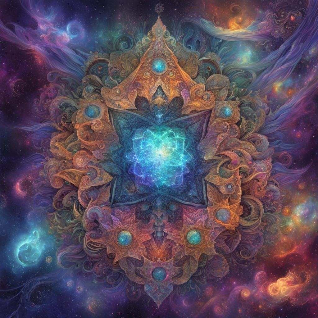 Kohinoor Crown on Cosmic Nebula, Psychedelic Art