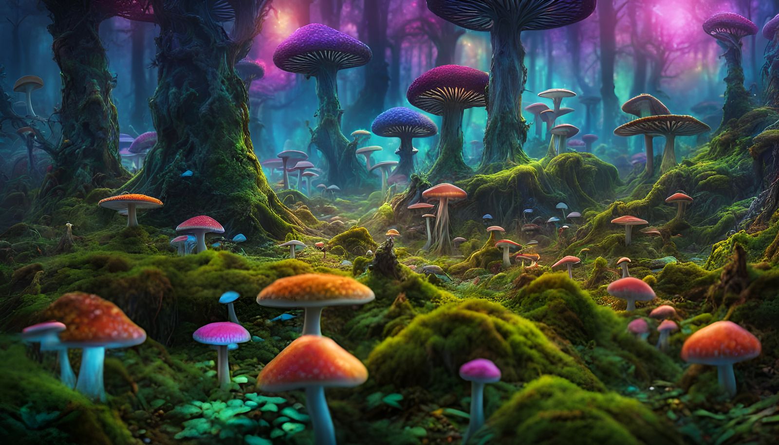 Psychedelic Elven City in a Trippy Fairy Forest