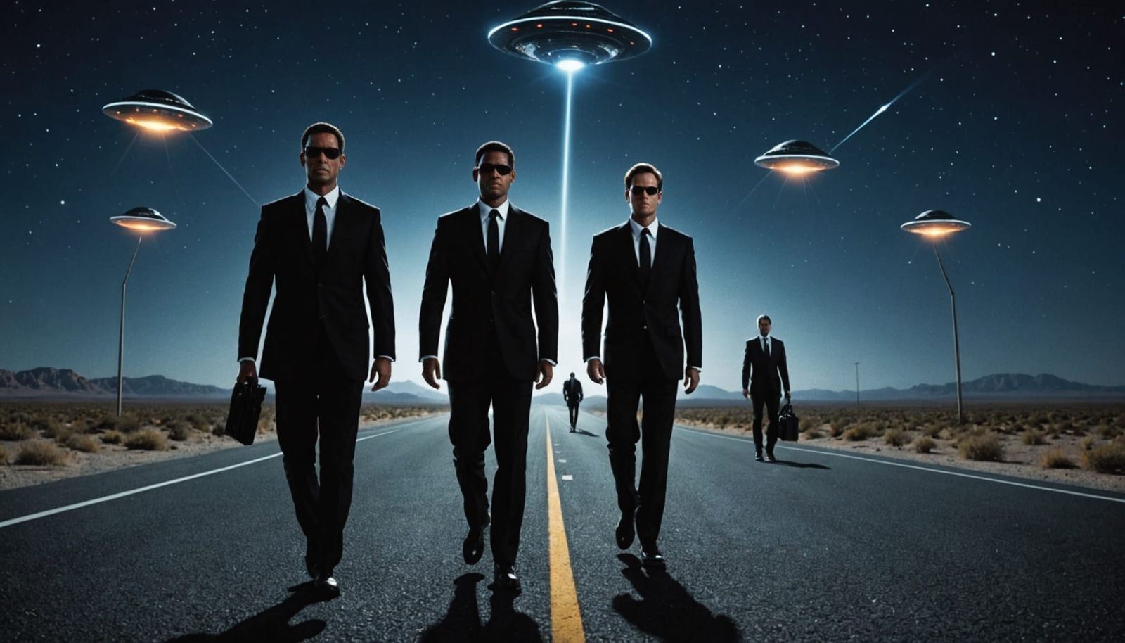 Men in Black Agents Spot UFOs at Night