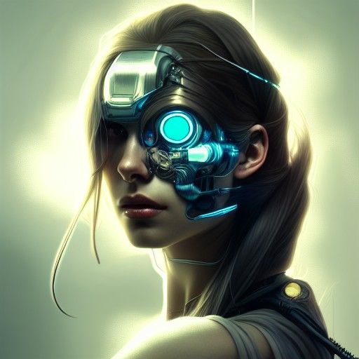 Sad Cyborg Portrait in Hyperdetailed Digital Art