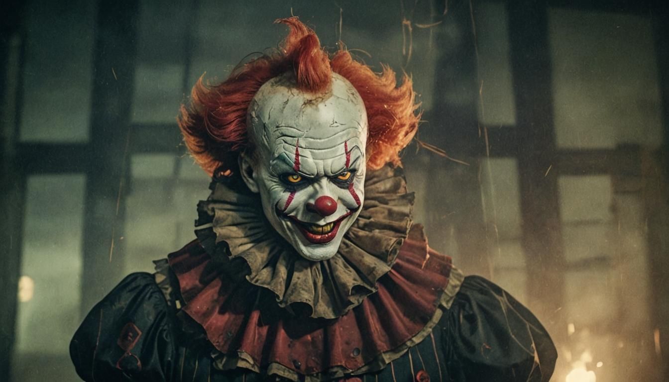 Menacing Clown Portrait in Dark Cinematic Style