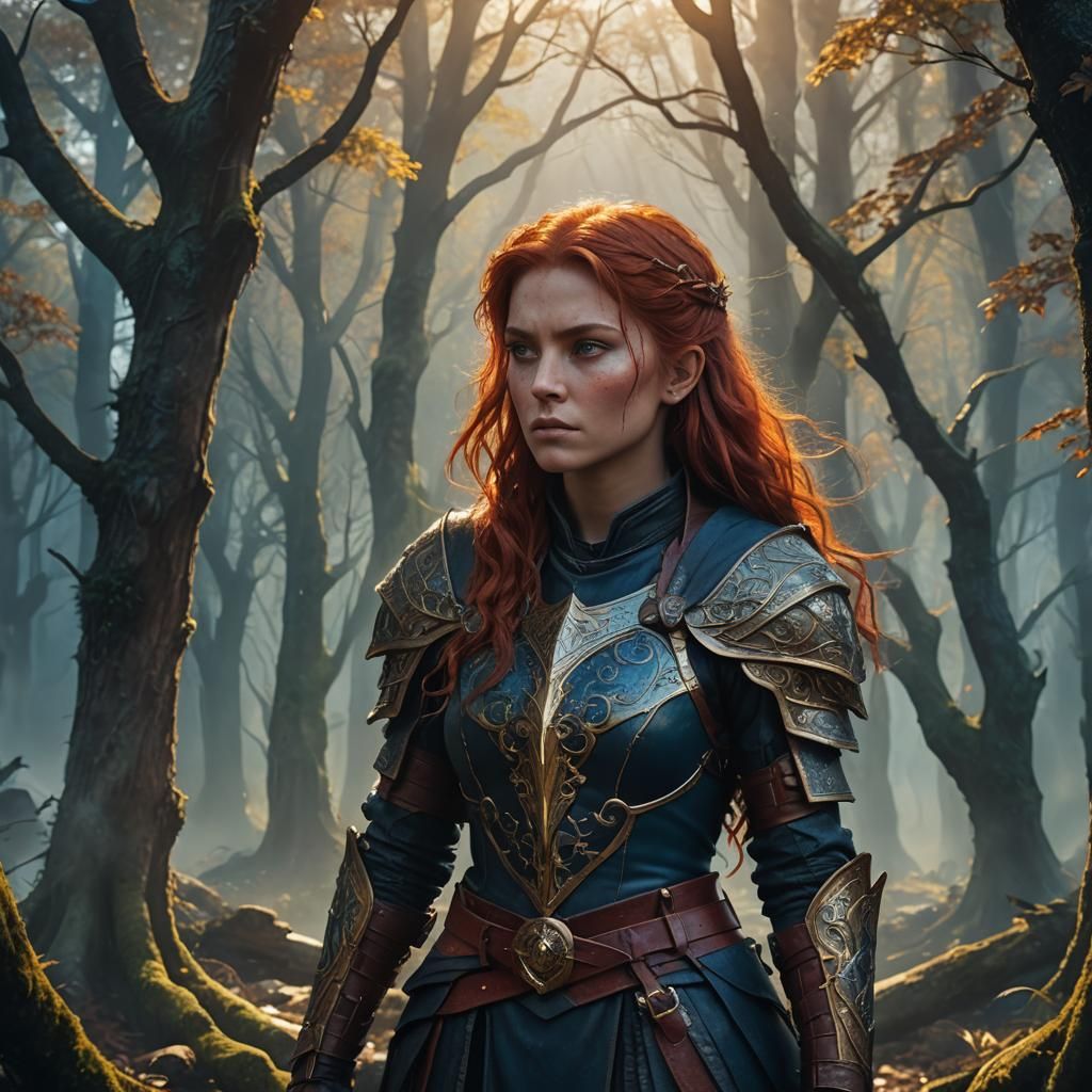 Powerful Sorceress in a Mystical Forest: Fantasy Art