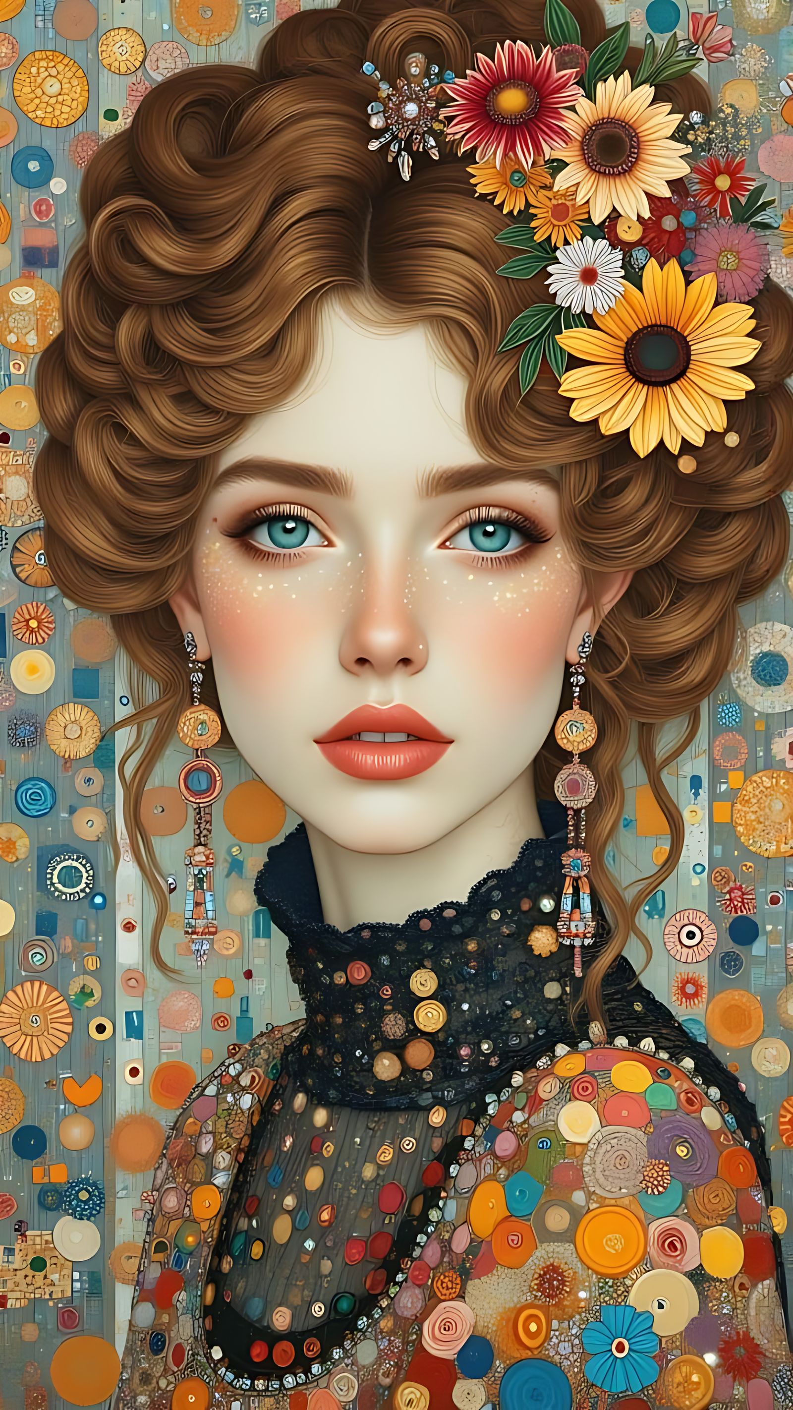 Intricately Detailed Klimt-Inspired Portrait