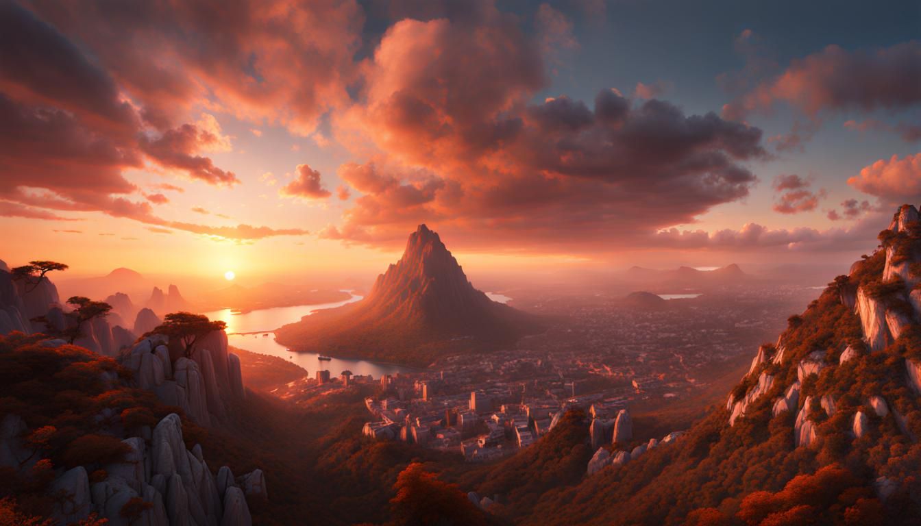 Sunset from Sugar Loaf Mountain: Detailed Matte Painting
