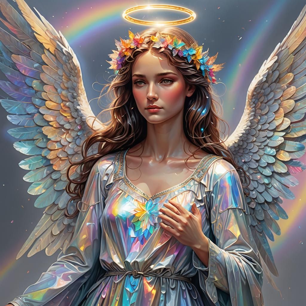 Rainbow Angel Holographic Illustration in 3D