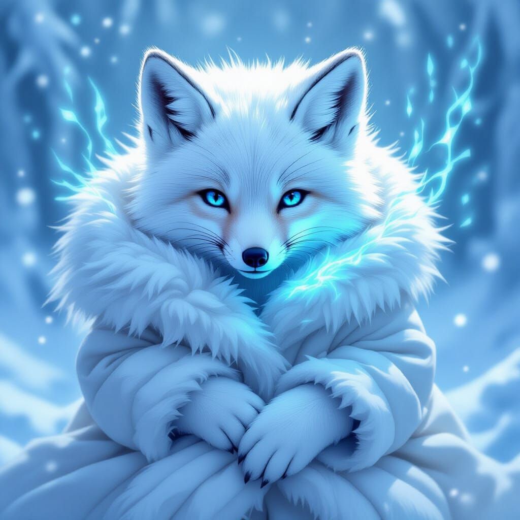 Arctic Fox Griffin Hybrid with Icy Glow