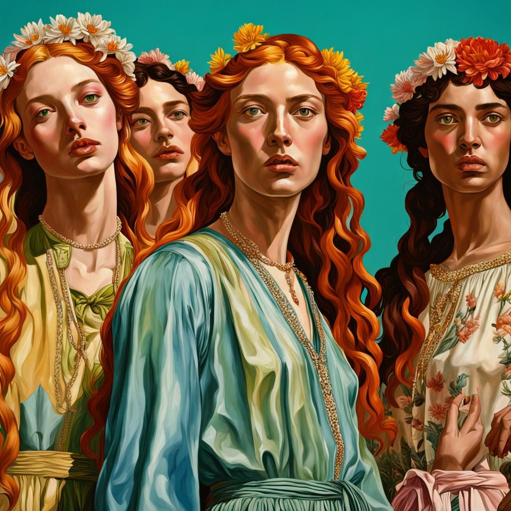 Botticelli-Inspired Fashion Models in Hyperrealism