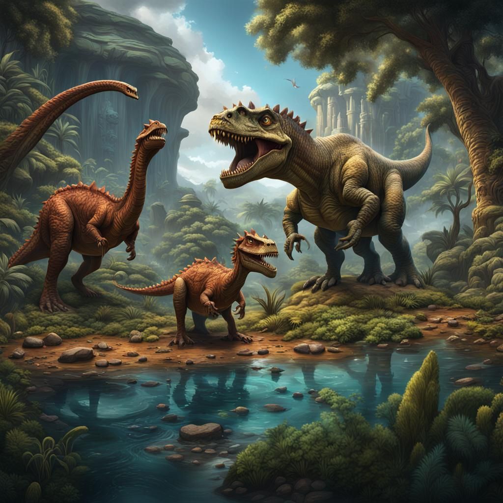 Cartoon Dinosaurs Matte Painting for Children