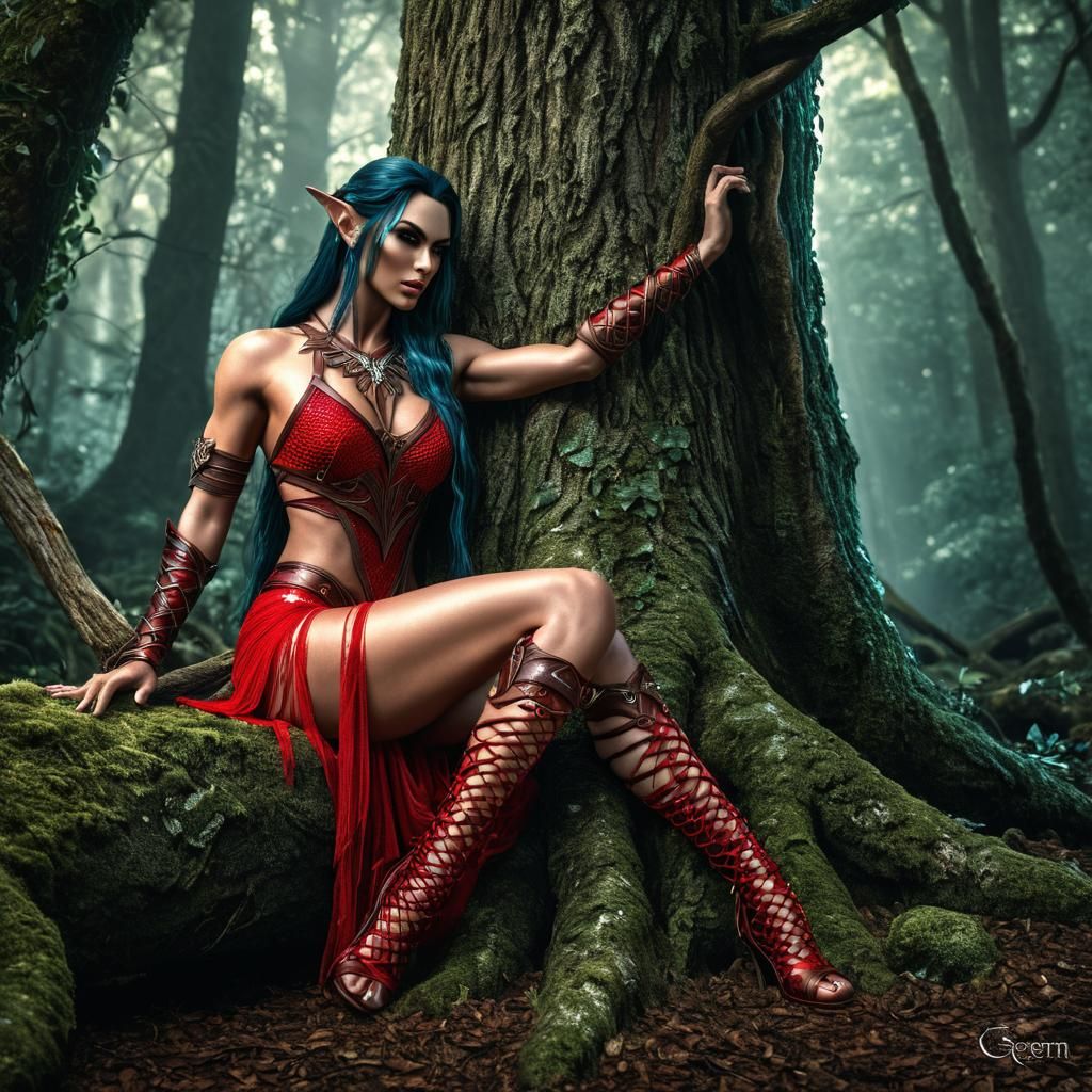 Fantasy Warrior in Forest, Artgerm Style