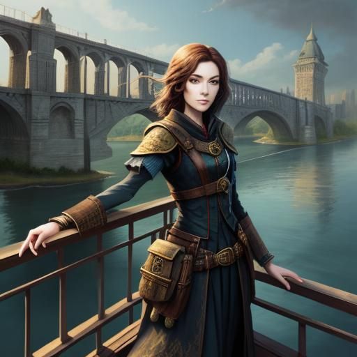 Girl on Bridge as Detailed Matte Painting