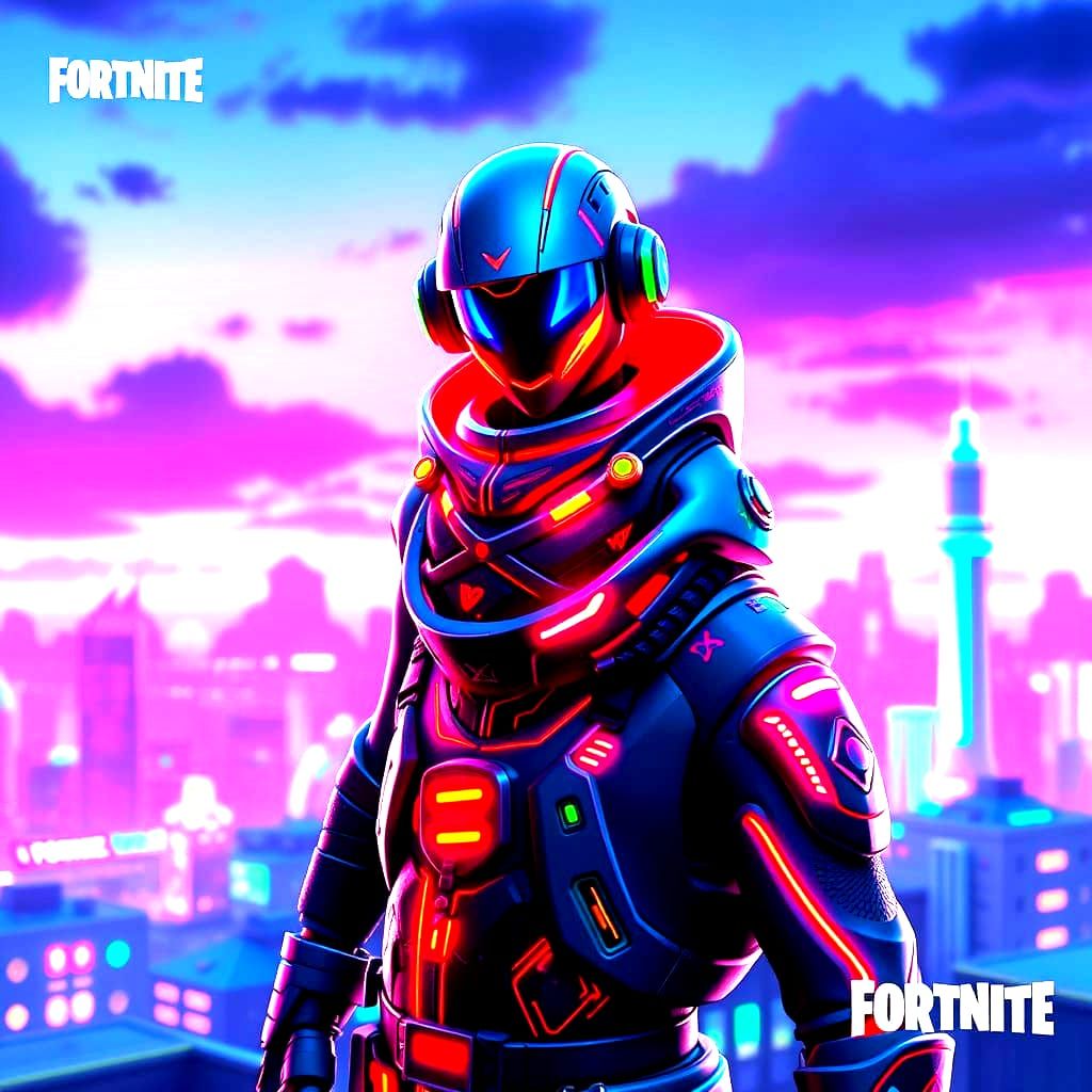Glowing Cyberpunk Fortnite Skin with Neon Accents
