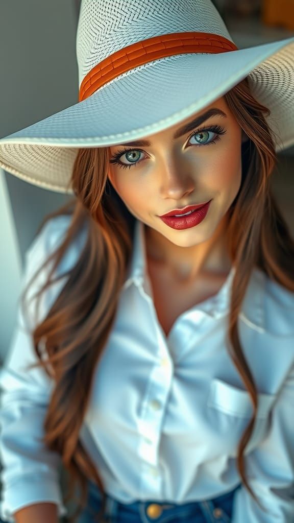 She is beautiful and this is a vivid up close photo of her. ...