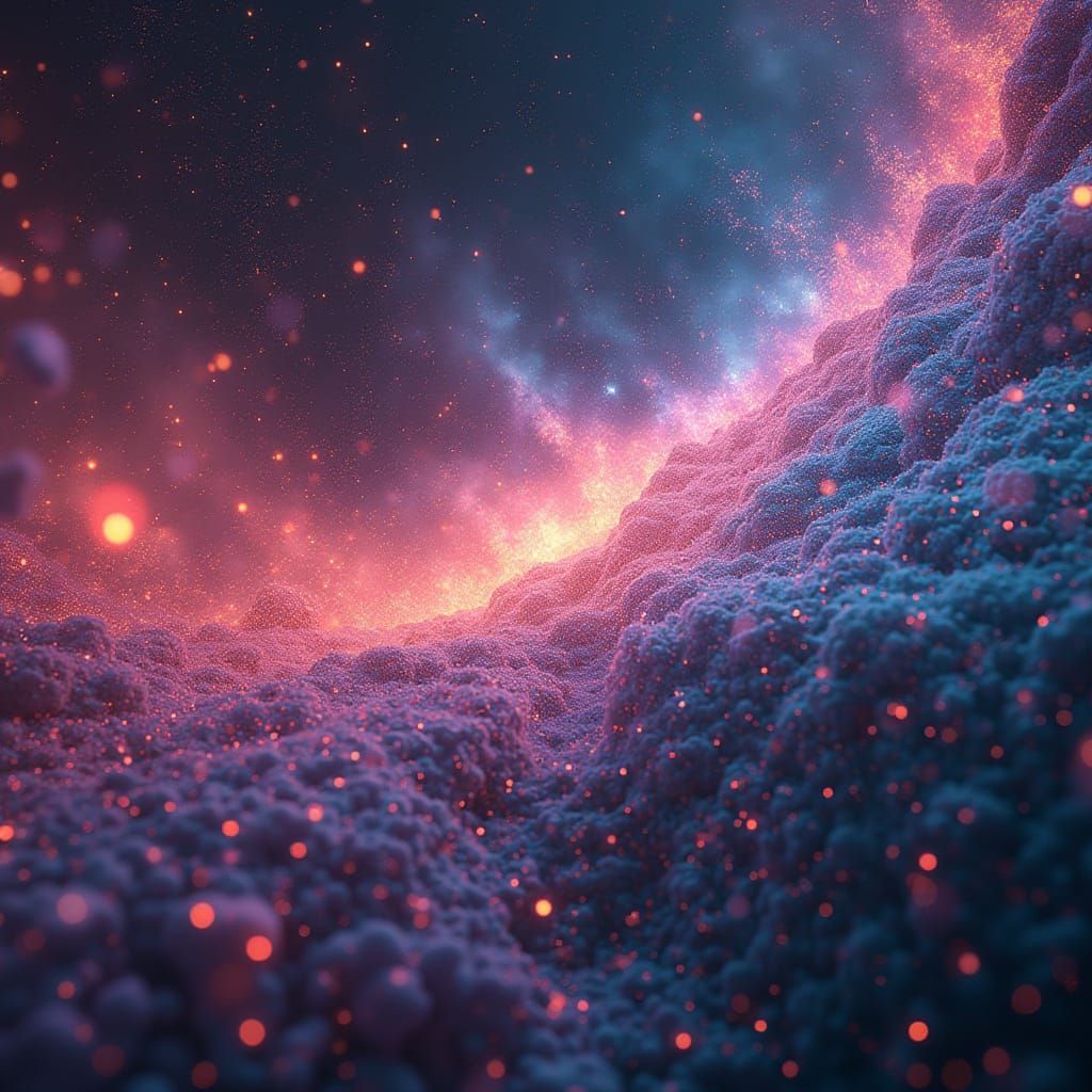 Vibrant Quantum Particles in Surreal Futuristic Style