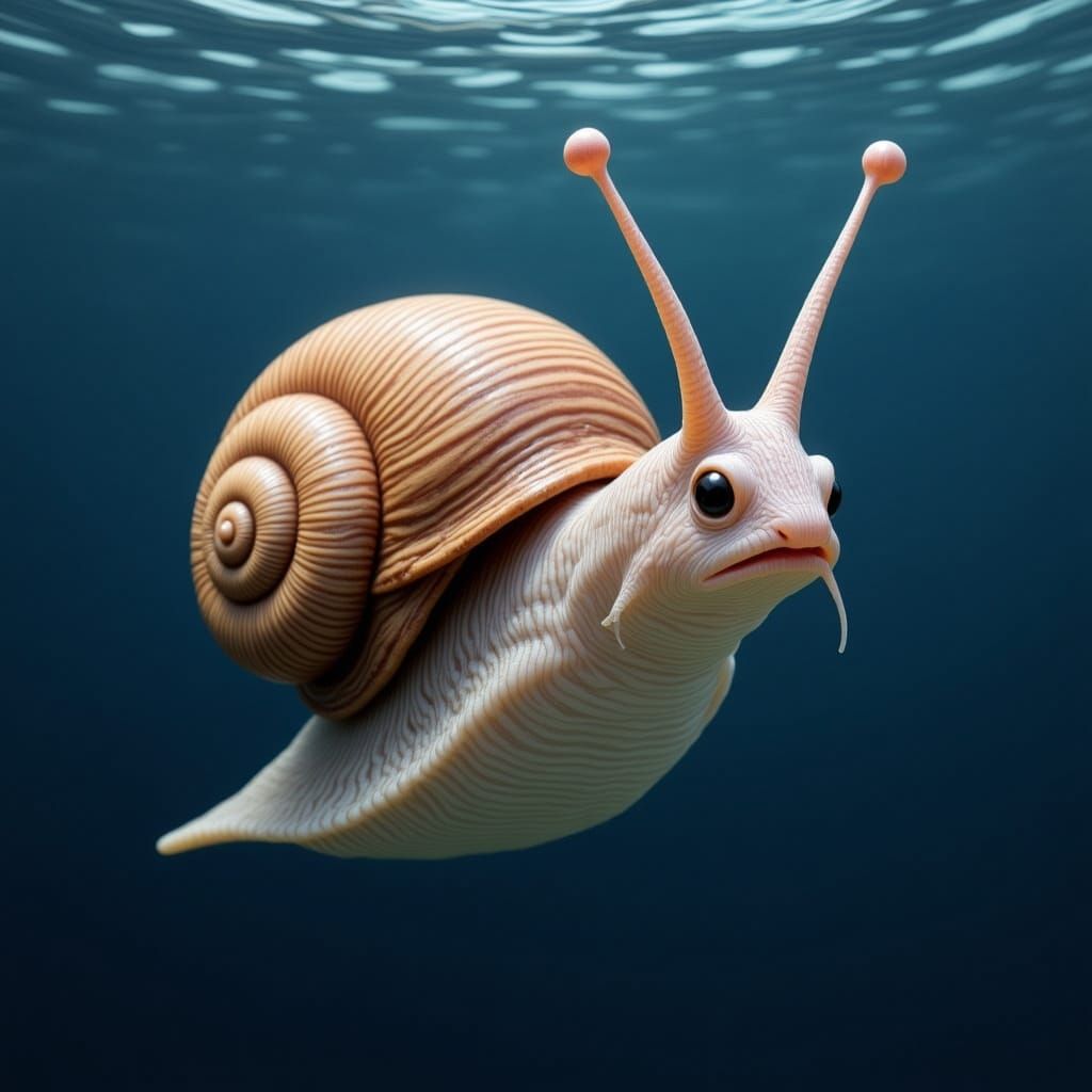 Curious Sea Snail in Open Water