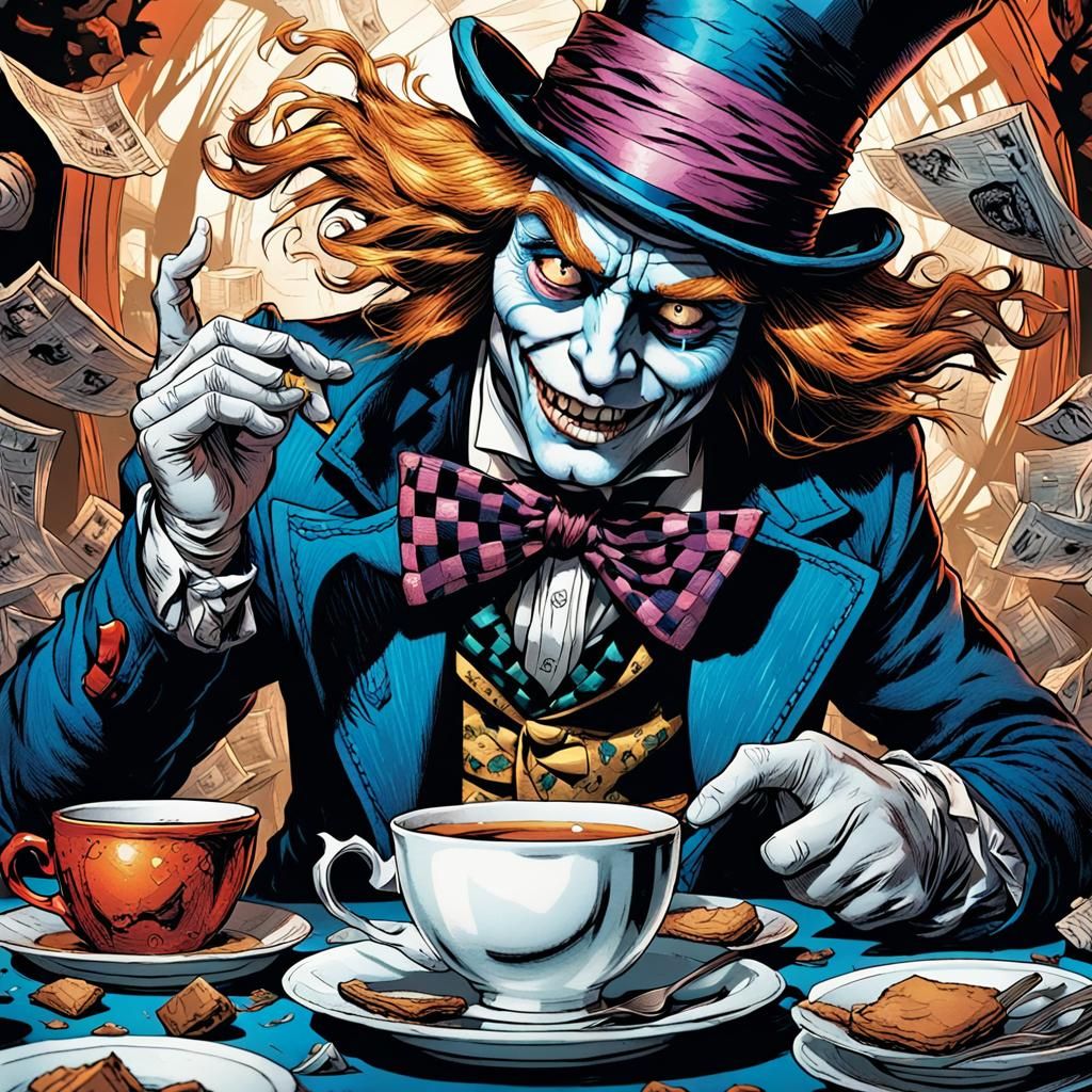 Alice Chokes Absolem: Comic Book Art Close-Up