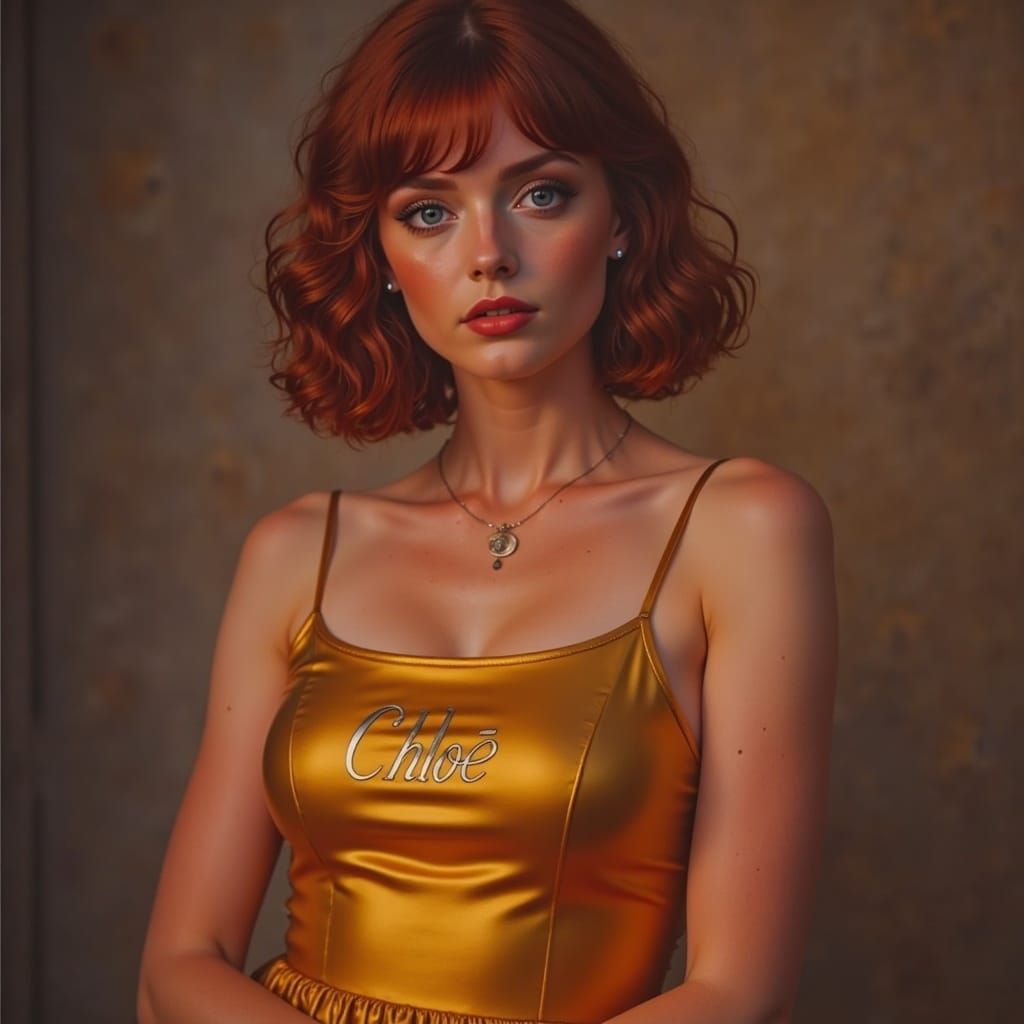 Fashion Model in Gold Dress, Fantasy Concept Art
