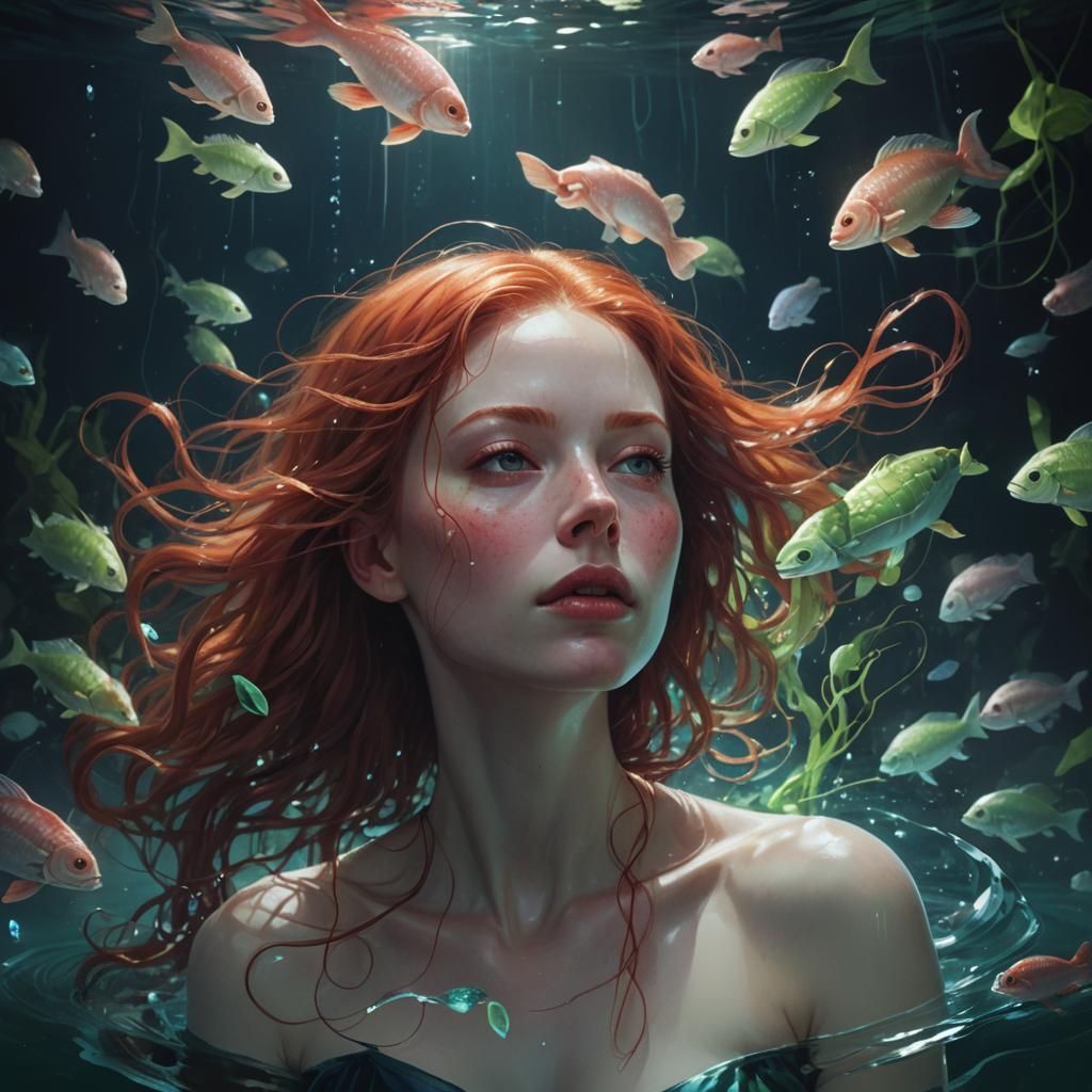 Bioluminescent Woman Portrait in Digital Art Style