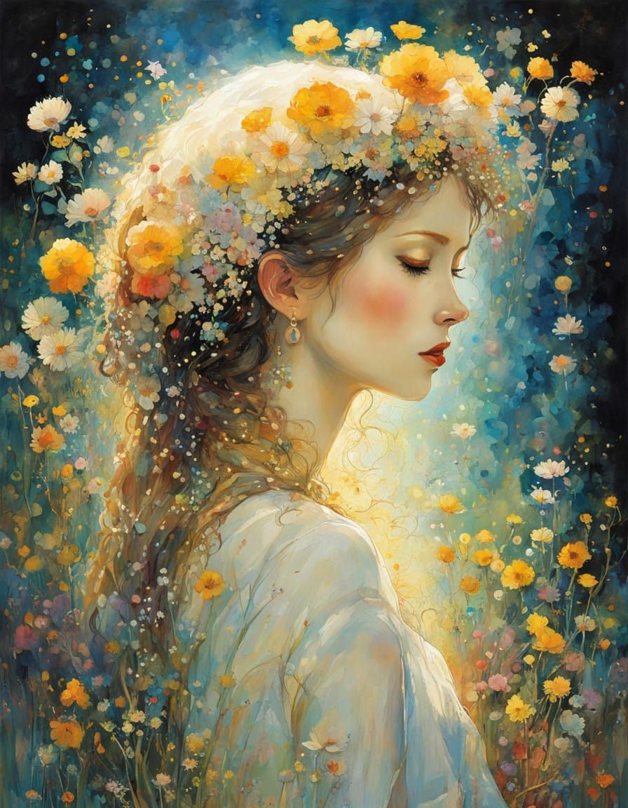 Ethereal Princess in Pearlesque Wreath Attire