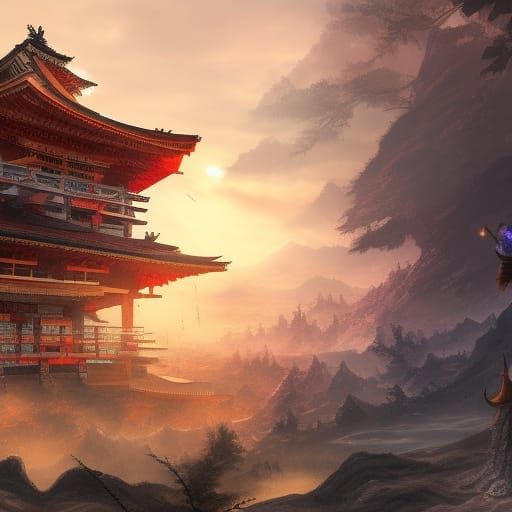 Samurai Sunset: Detailed Matte Painting in Unreal Engine