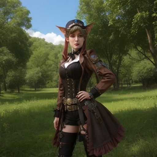 Steampunk Half-Elf Bard in Victorian Setting