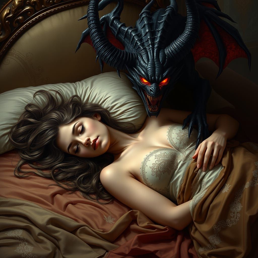 Surreal Romance: Serene Beauty Haunted by Dark Entity