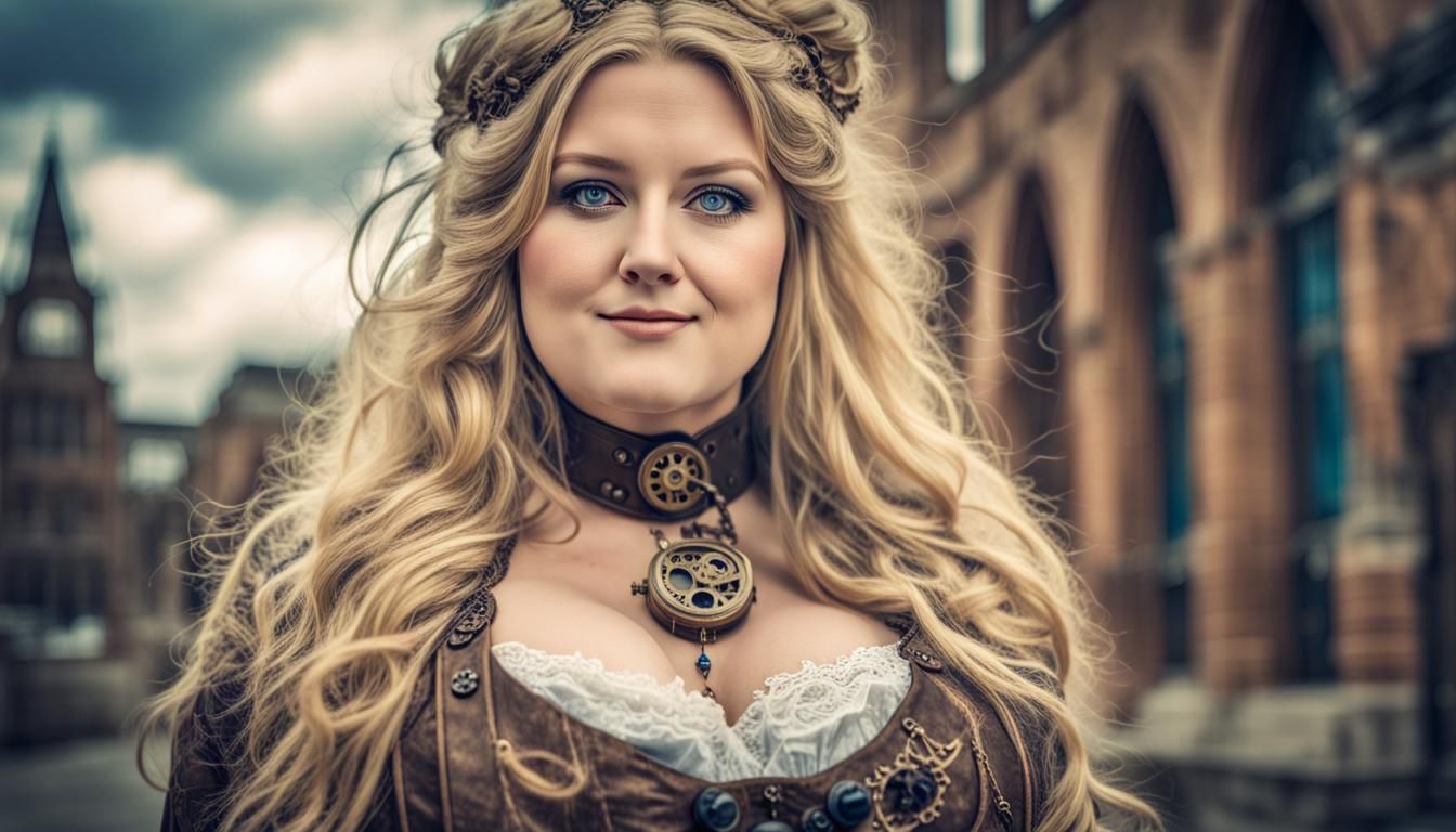Steampunk blonde woman