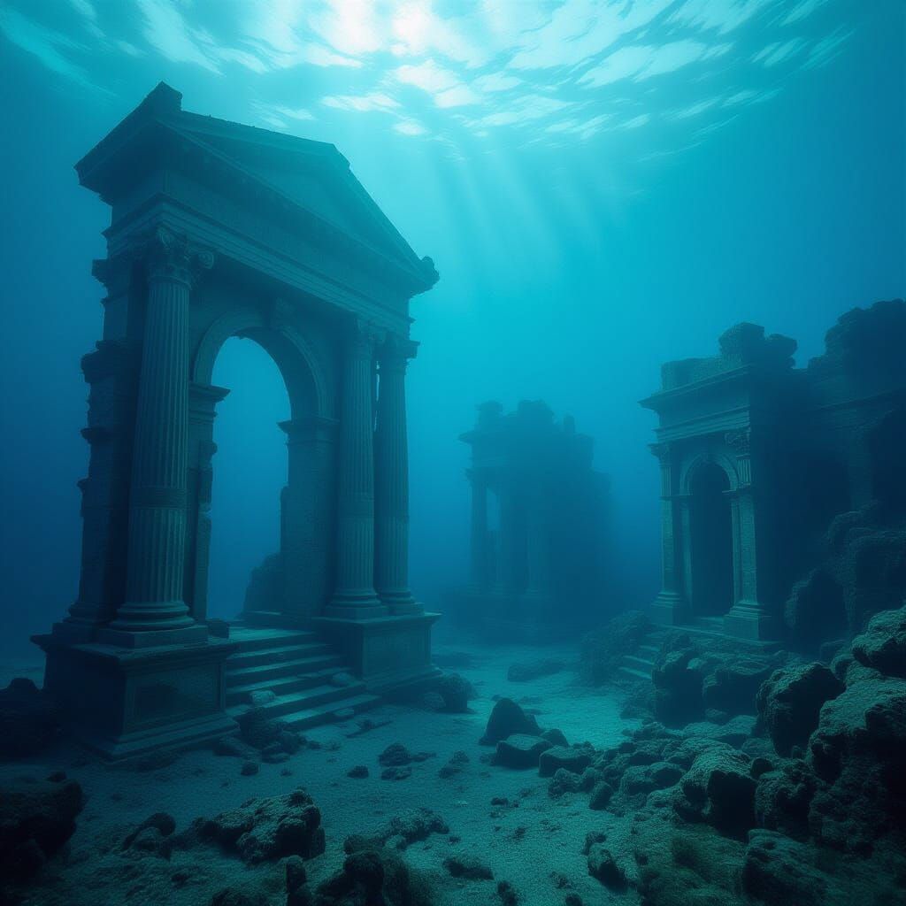 Atlantis Underwater Ruins in Cinematic Lighting