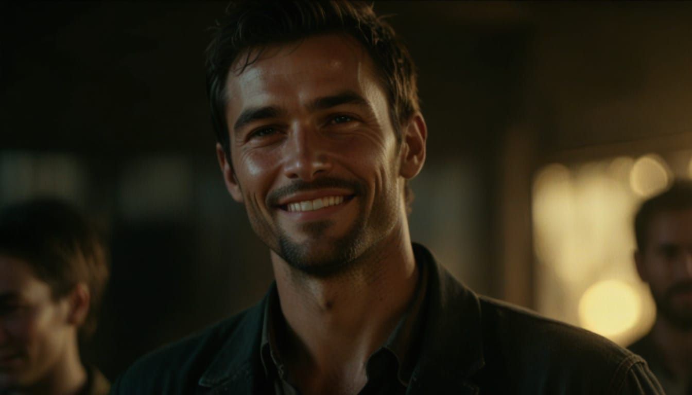 Rugged Male Portrait in Cinematic Film Style