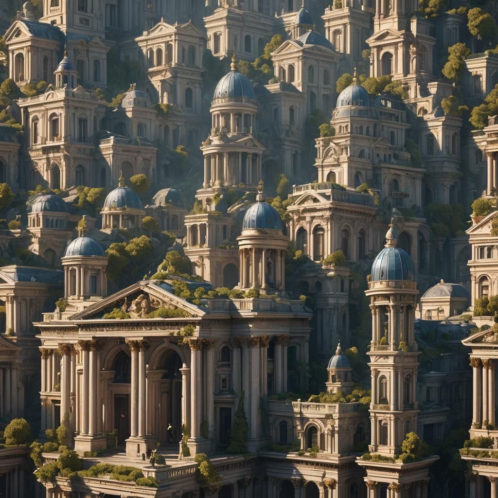 Fantastical Neoclassical Architecture in Detailed Matte Pain...