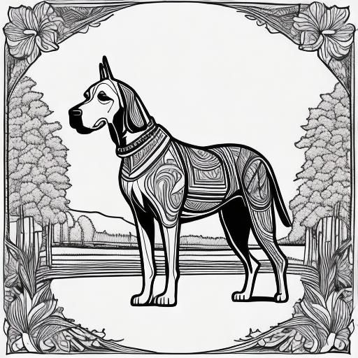 Great Dane and Liberty Bell Coloring Page