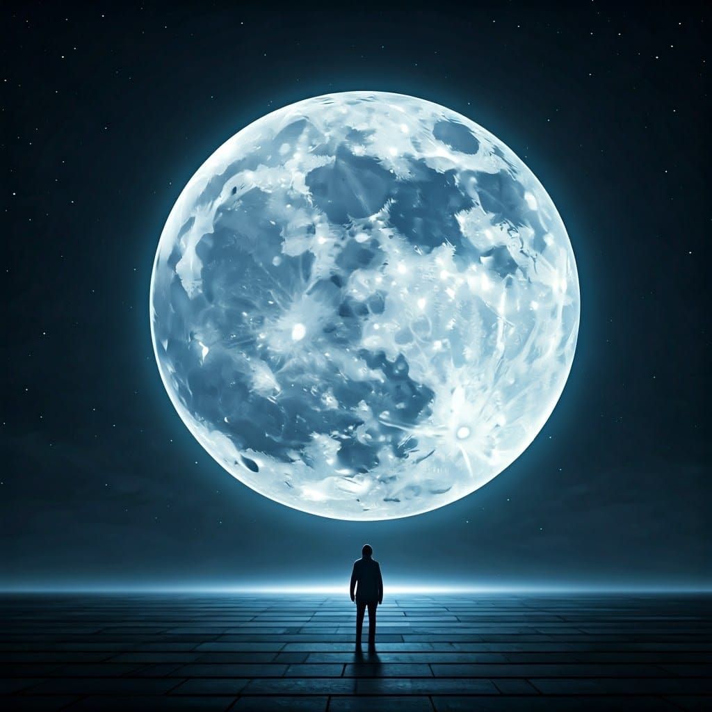 Epic Blue Moon Digital Matte Painting