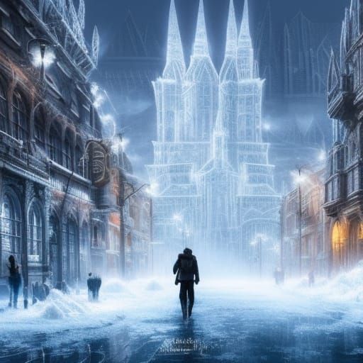 Frozen City in Digital Matte Painting Style
