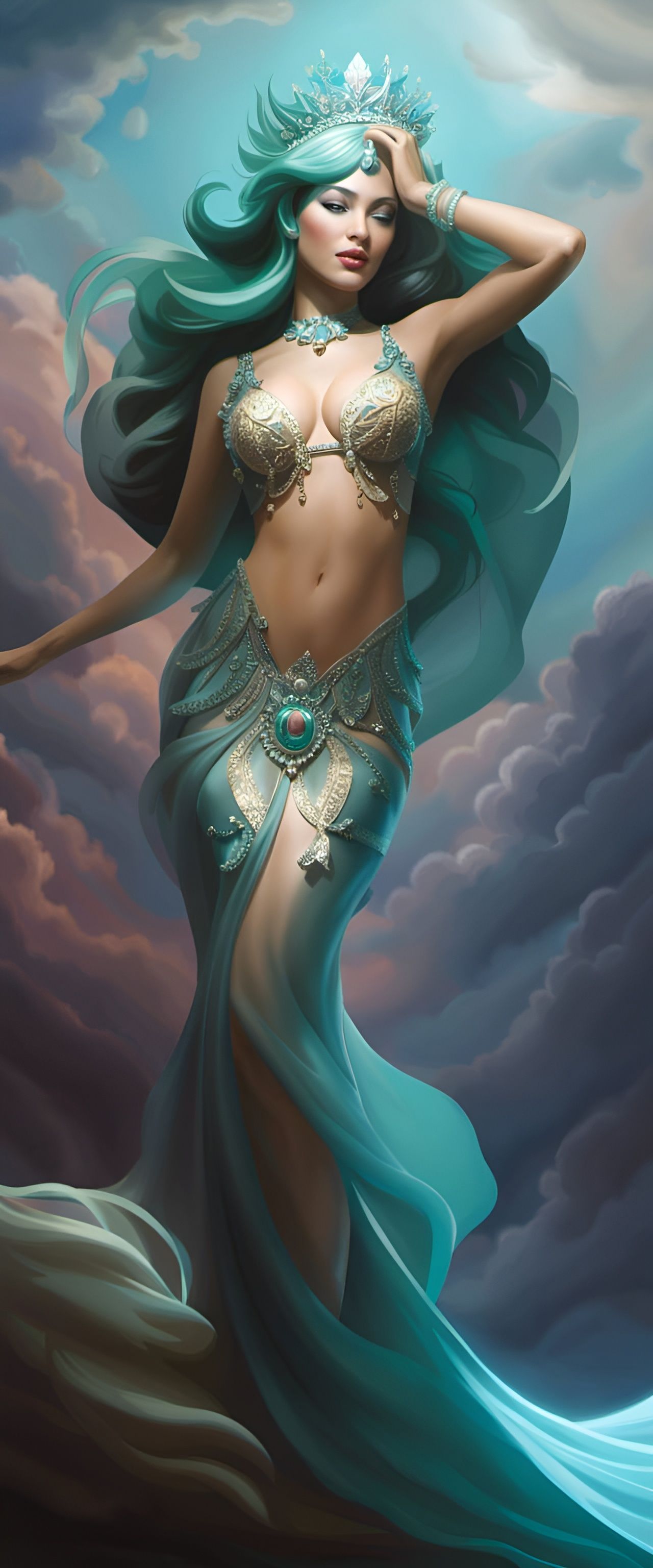 Bioluminescent Mermaid in Atlantis: Digital Art