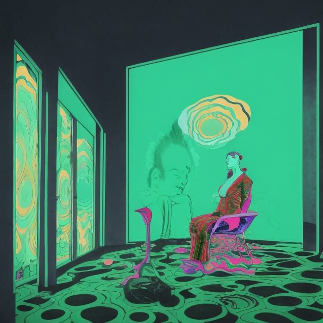 Psychedelic Optical Illusion Room, Trippy Digital Art