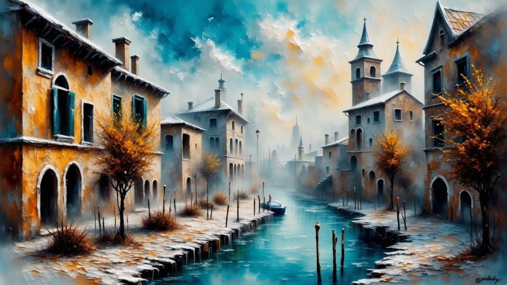 Smokey Grunge City Alive in a Frosty Dream