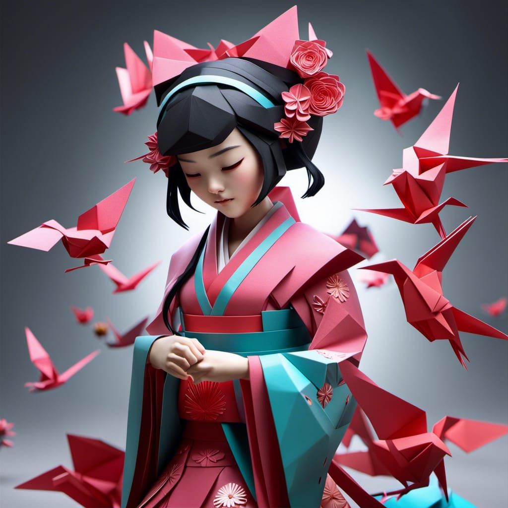 origami cute Chinese girl