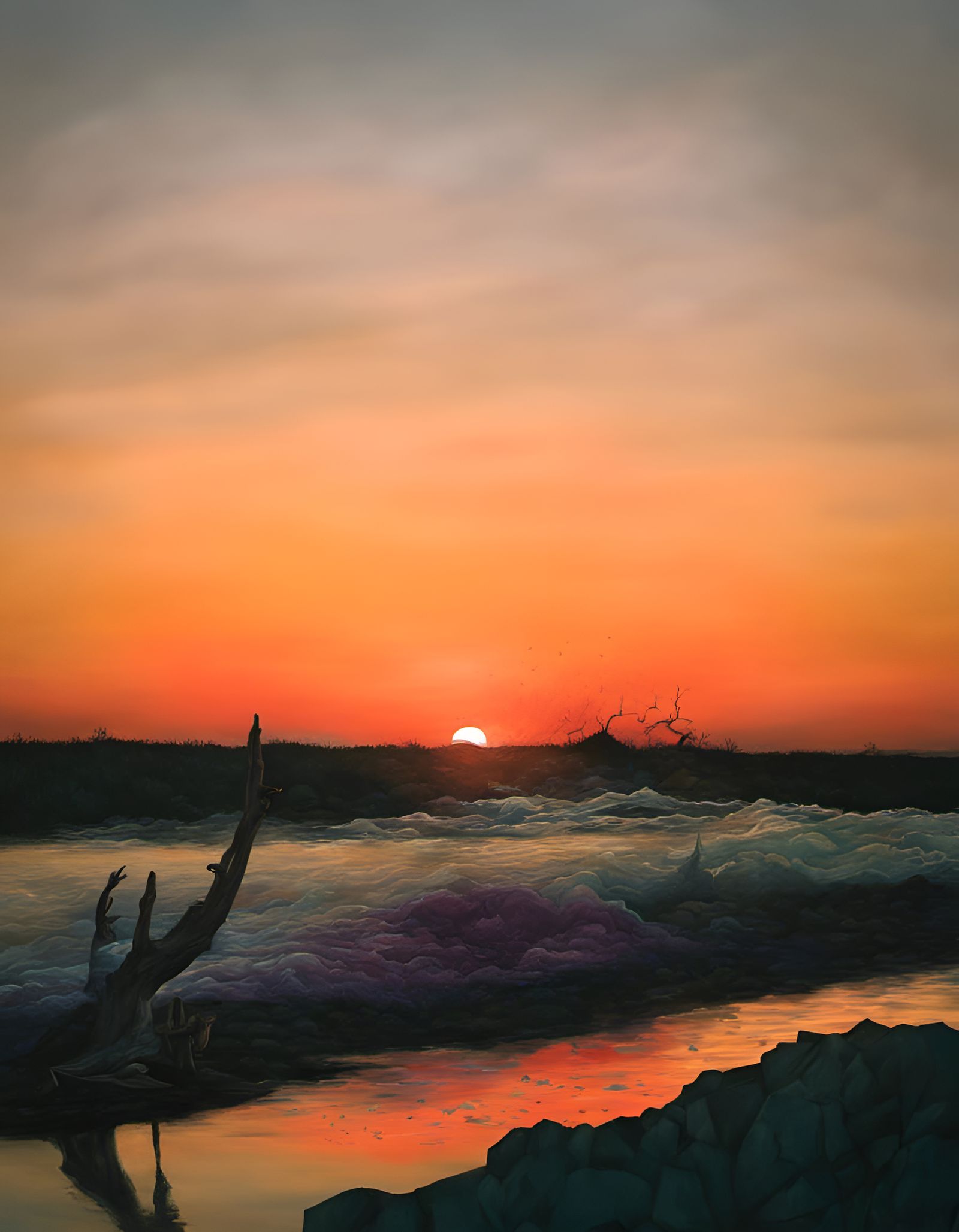 Hyperrealistic Mural: Witch Face Blending with Water Element...